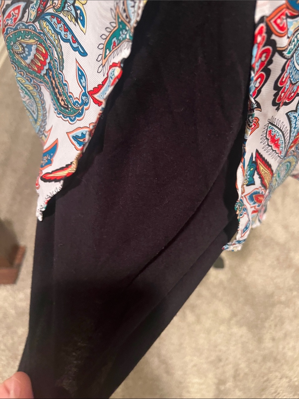AB Studio Sleeveless V-Neck Top - White with Red, Teal, Navy, Gold - Picture 9 of 11